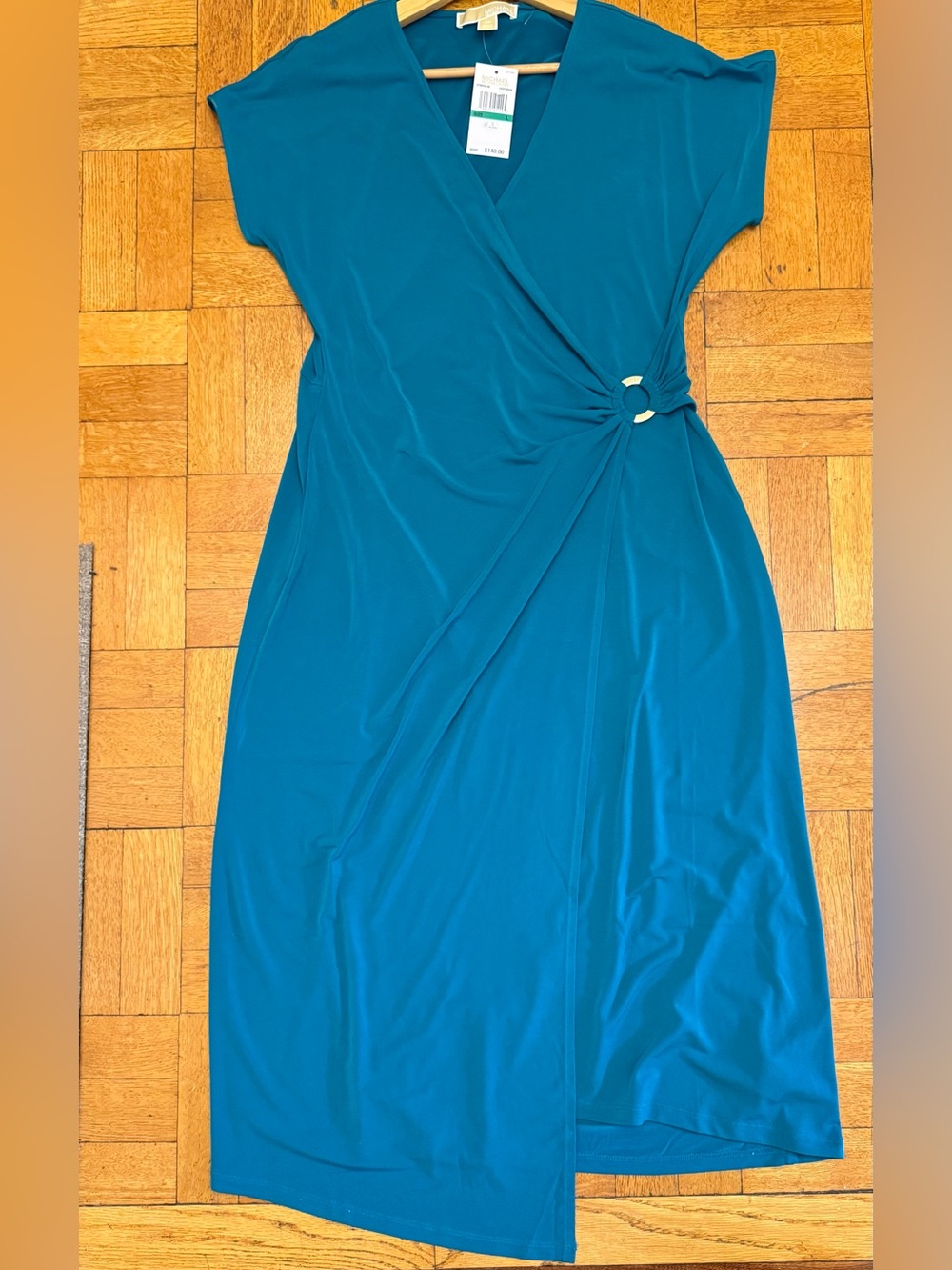 Michael Kors Deep Green Teal V-Neck Dress